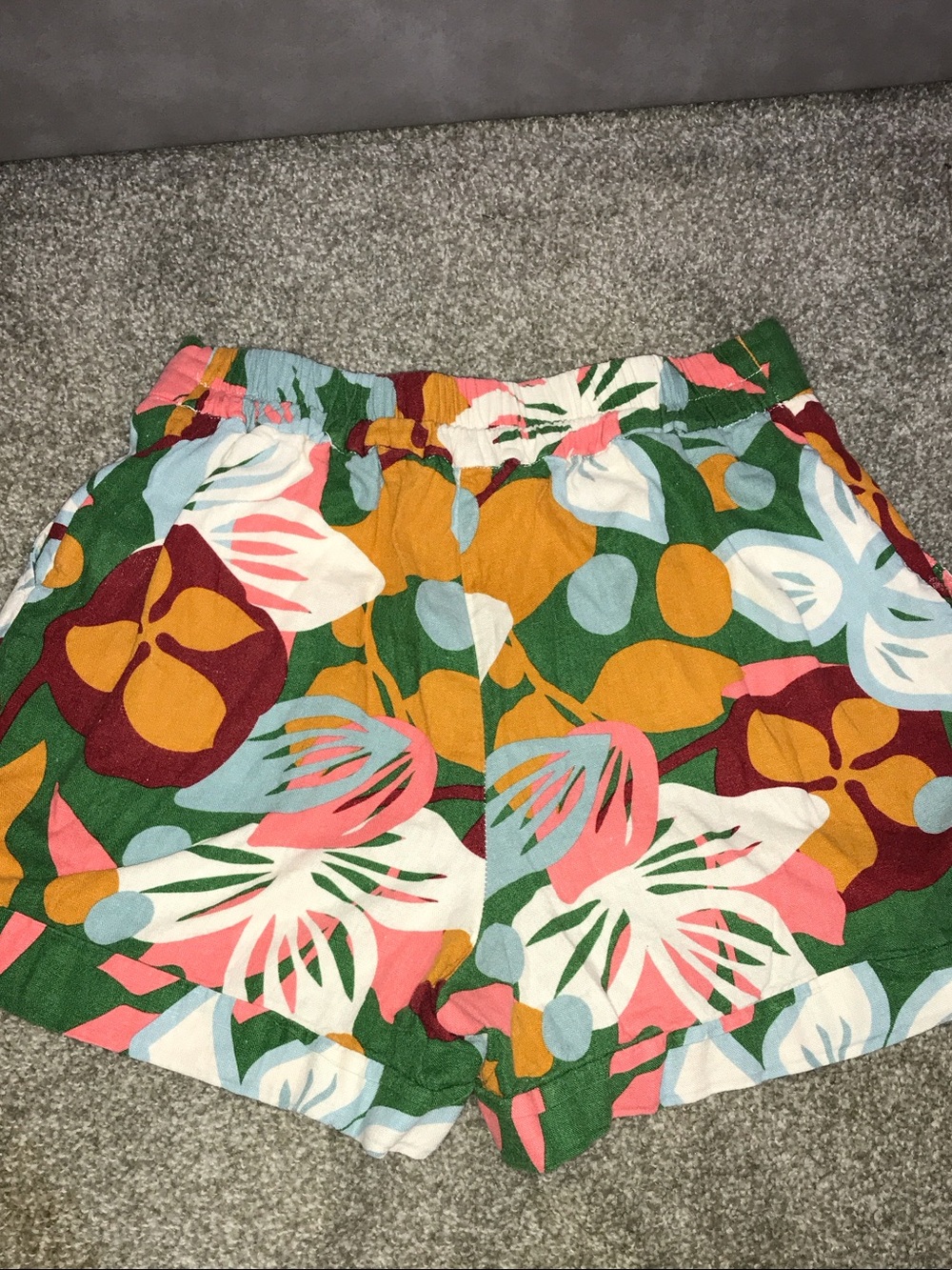 High-Rise Floral Bermuda Shorts in Green/Pink/Gold - Picture 6 of 8